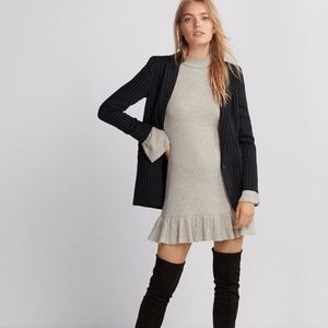 Express Mock Neck Ribbed Ruffle Sweater Dress